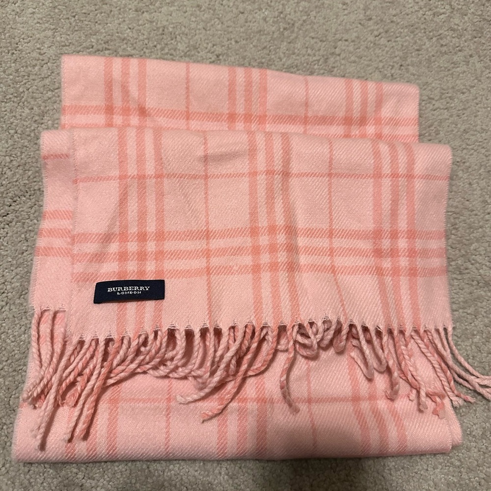 Pink plaid Burberry wool scarf
